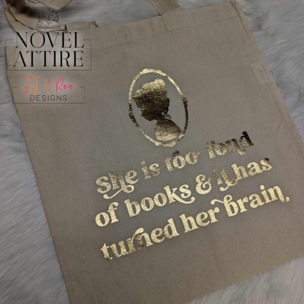 She Is Too Fond Of Books Silhouette Tote Bag | Louisa M Alcott - Image 5