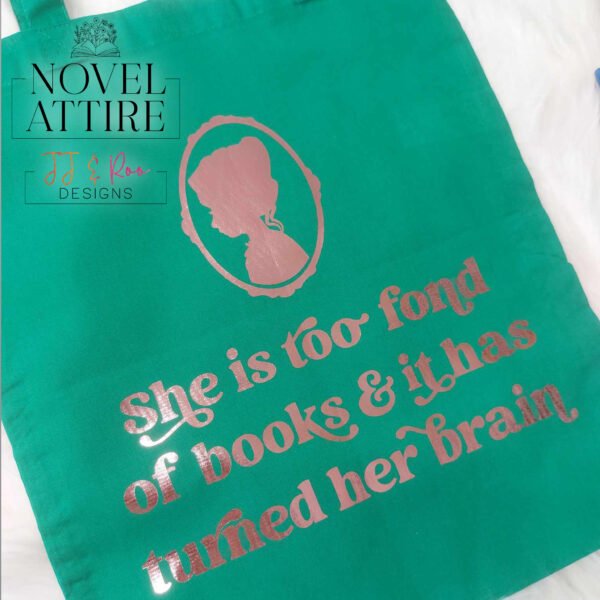 She Is Too Fond Of Books Silhouette Tote Bag | Louisa M Alcott - Image 4