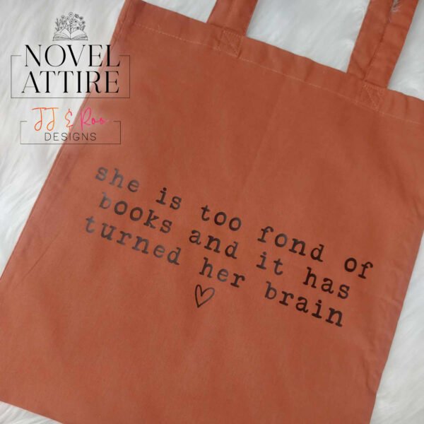 She Is Too Fond Of Books Typographic Tote Bag | Louisa M Alcott - Image 4